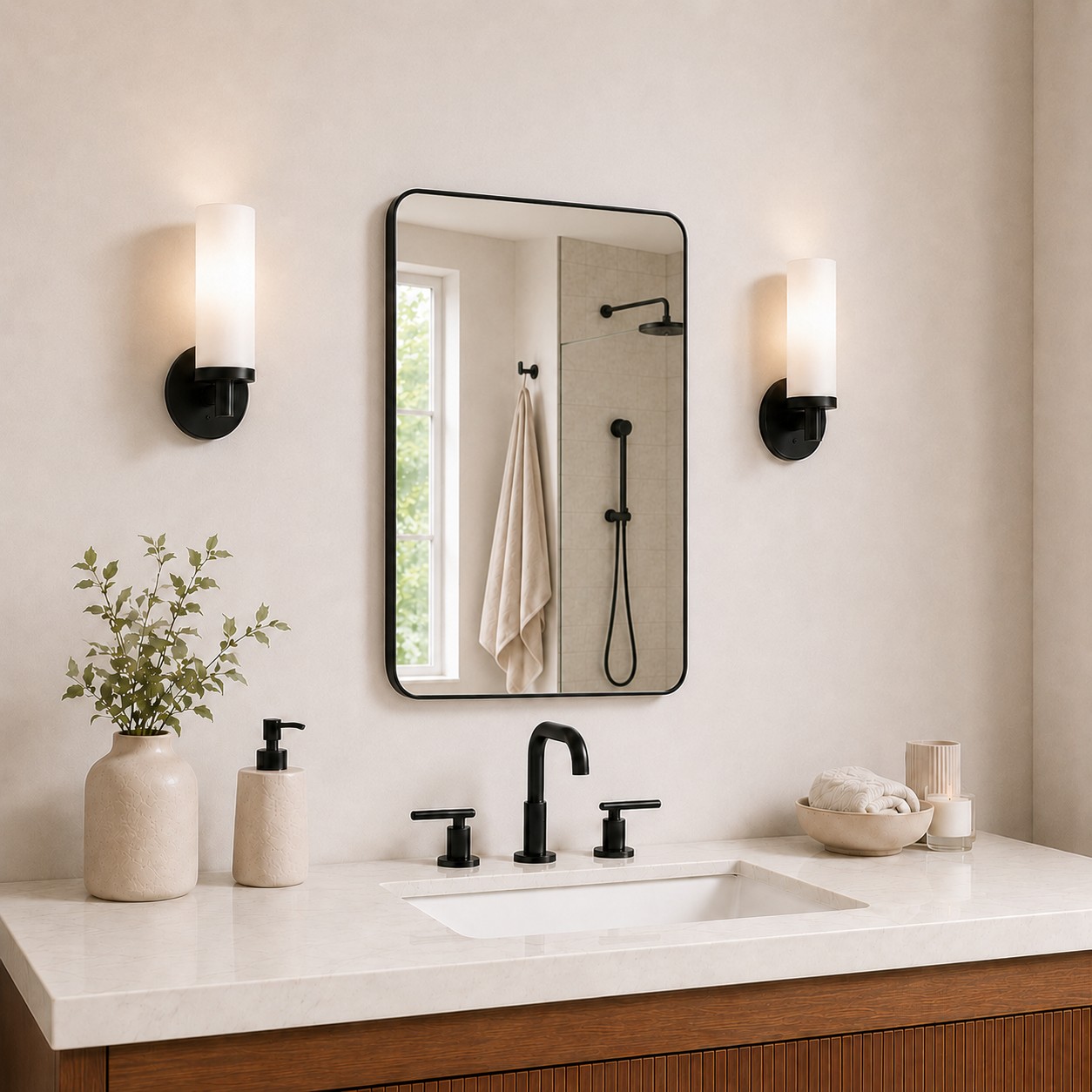 SM Series Rectangular Framed Wall Bathroom Vanity Mirror