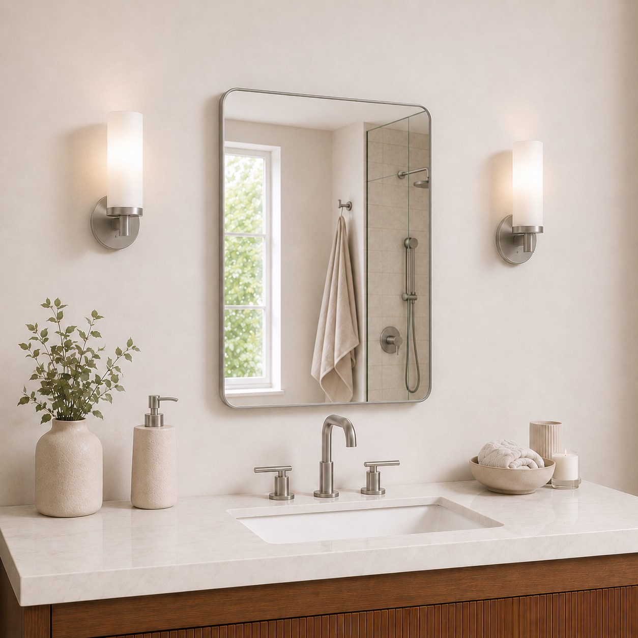 SM Series Rectangular Framed Wall Bathroom Vanity Mirror