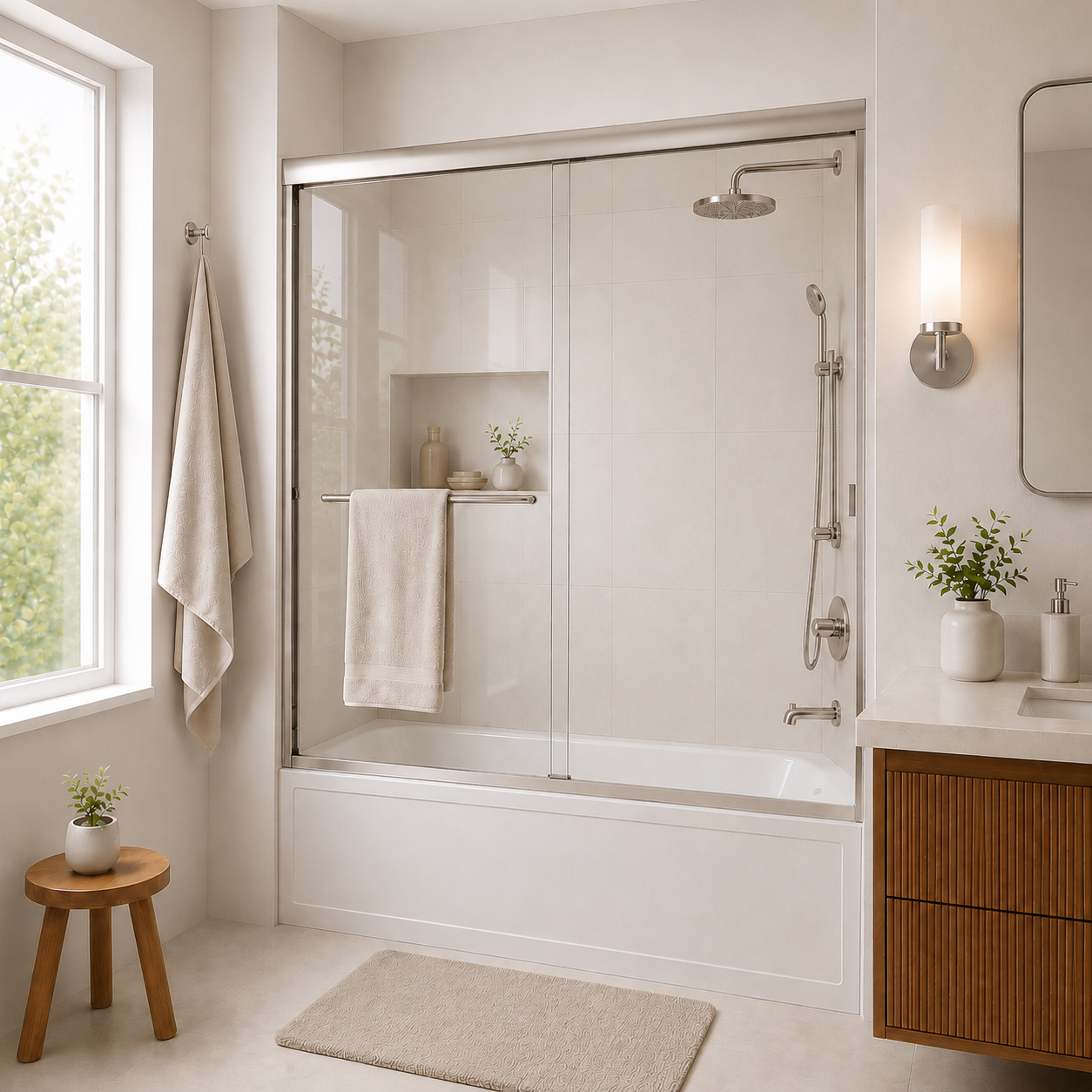 37 Series 60 in. W x 56 in. H Sliding Framed Tub Door 