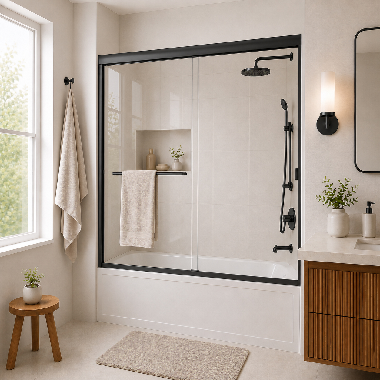 37 Series 60 in. W x 56 in. H Sliding Framed Tub Door 
