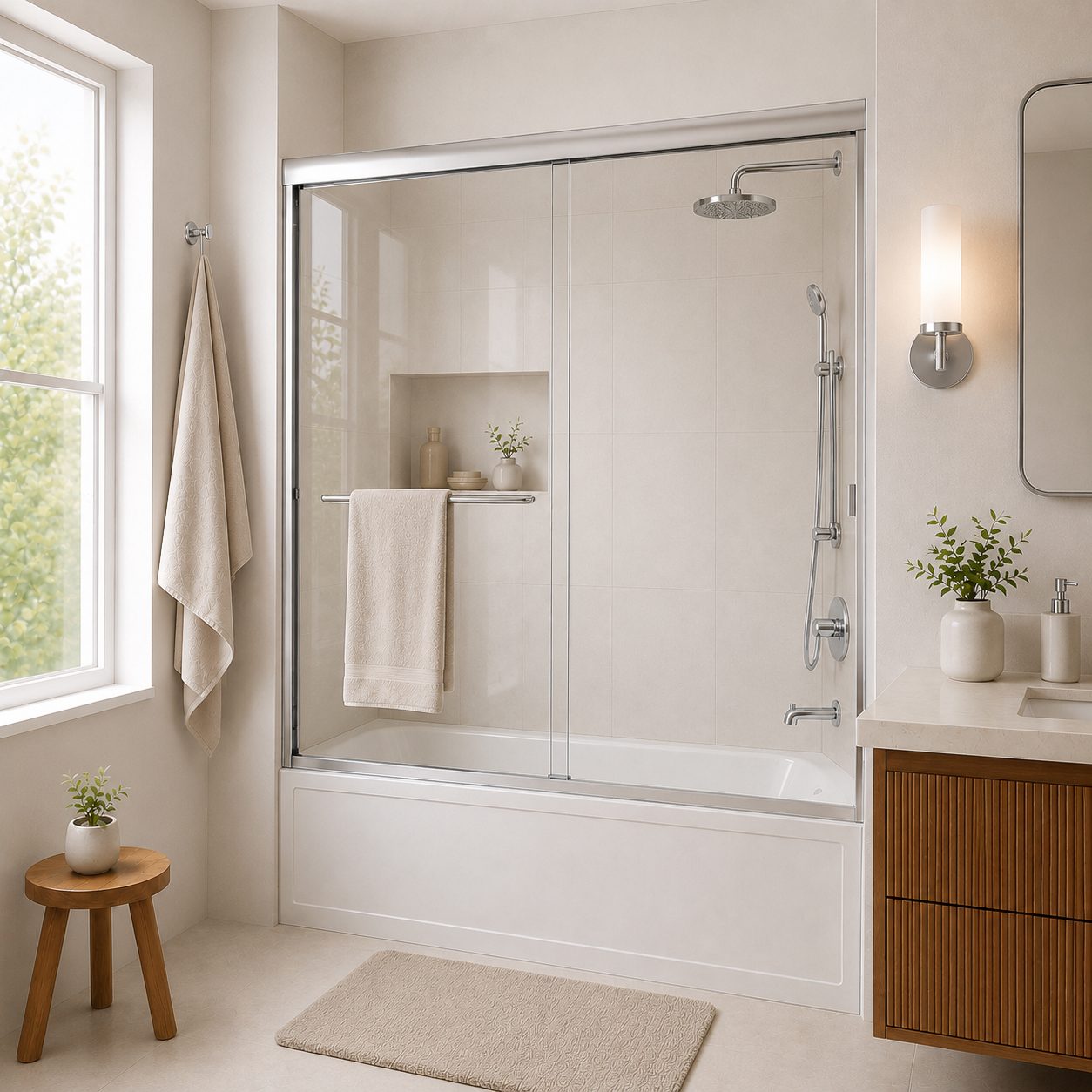 37 Series 60 in. W x 56 in. H Sliding Framed Tub Door 