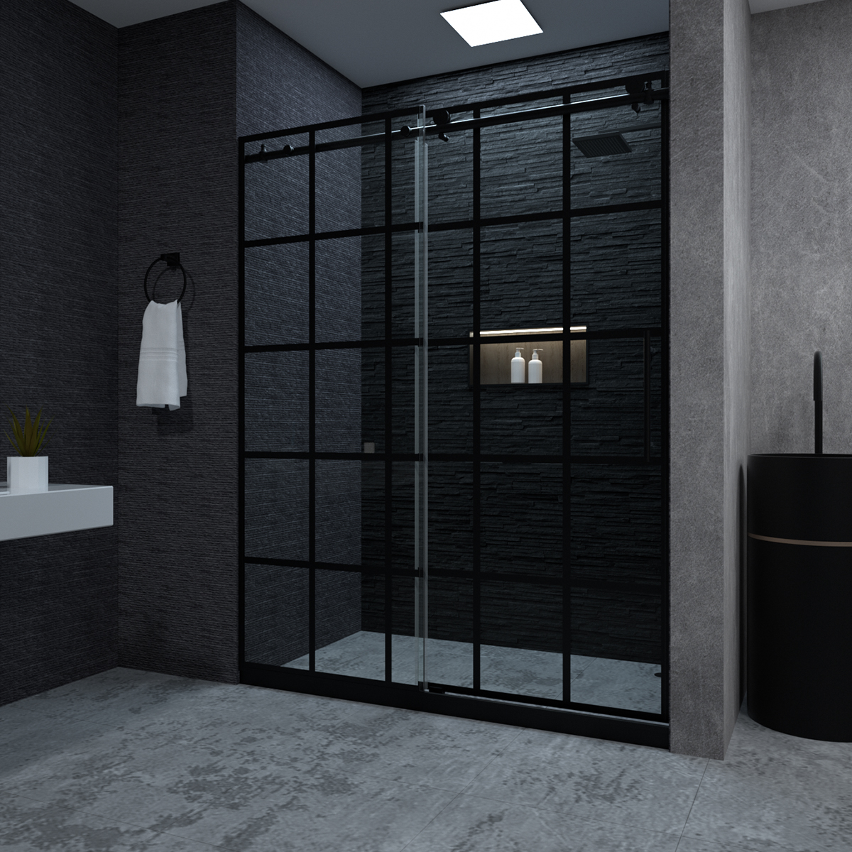 Ruhr 60 in. W x 76 in. H Sliding Semi-Frameless Shower Door