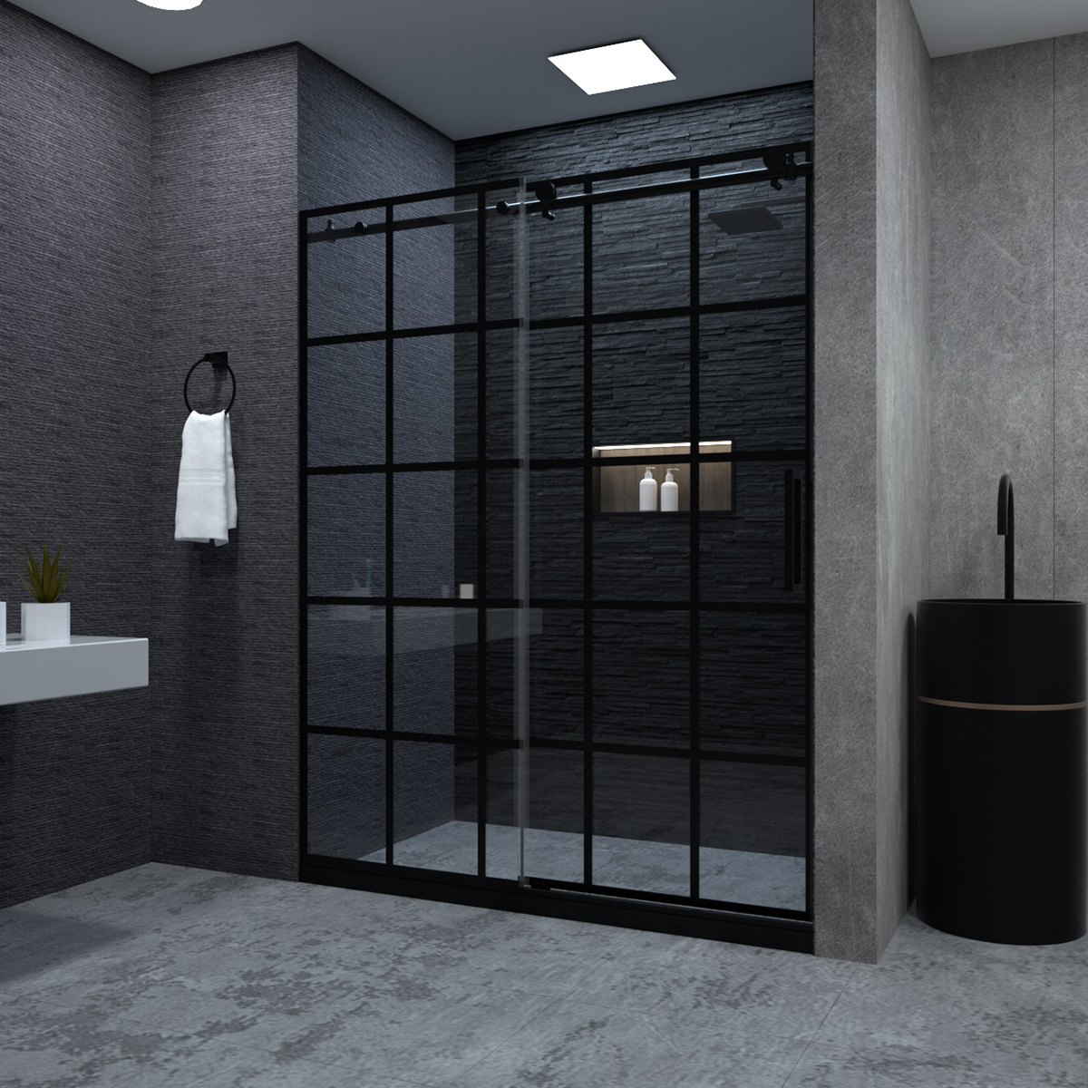 Ruhr 60 in. W x 76 in. H Sliding Semi-Frameless Shower Door