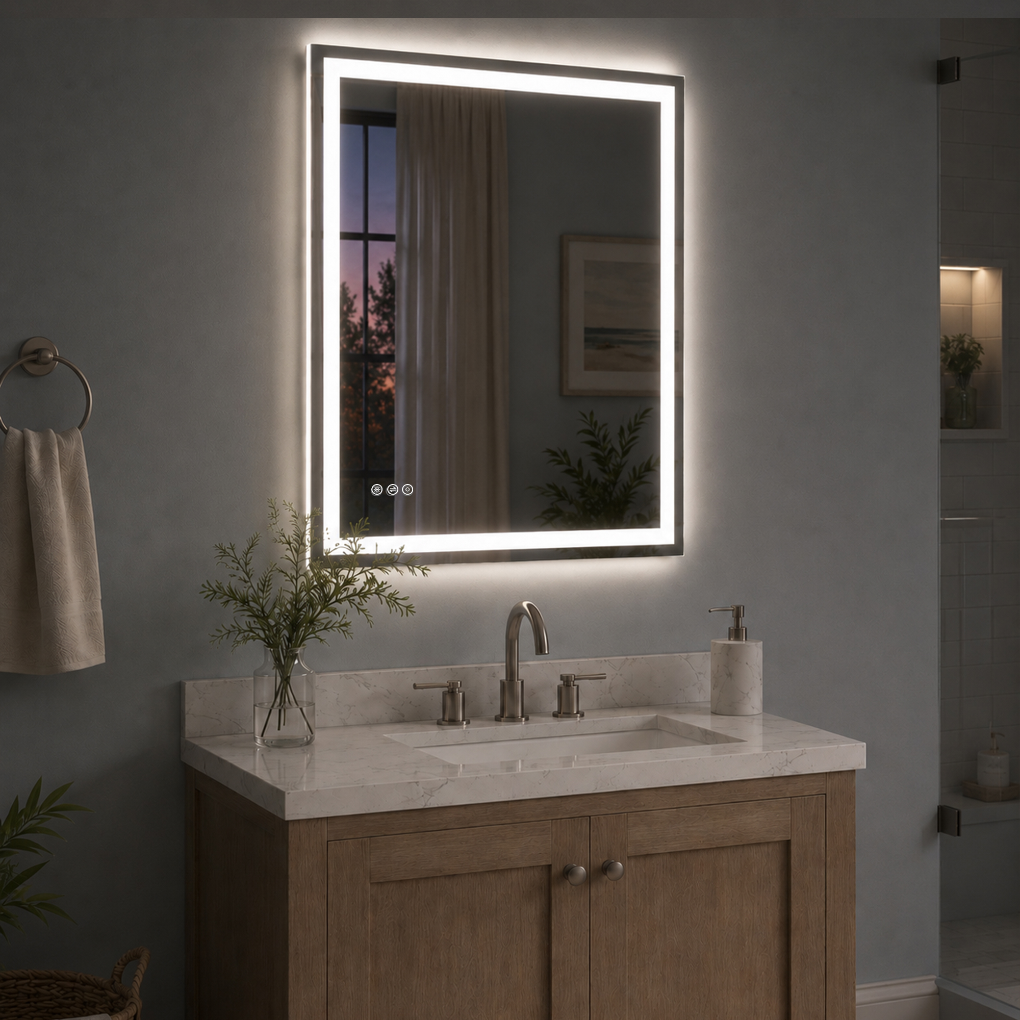 PL Series Rectangular Frameless LED Wall Bathroom Vanity Mirror