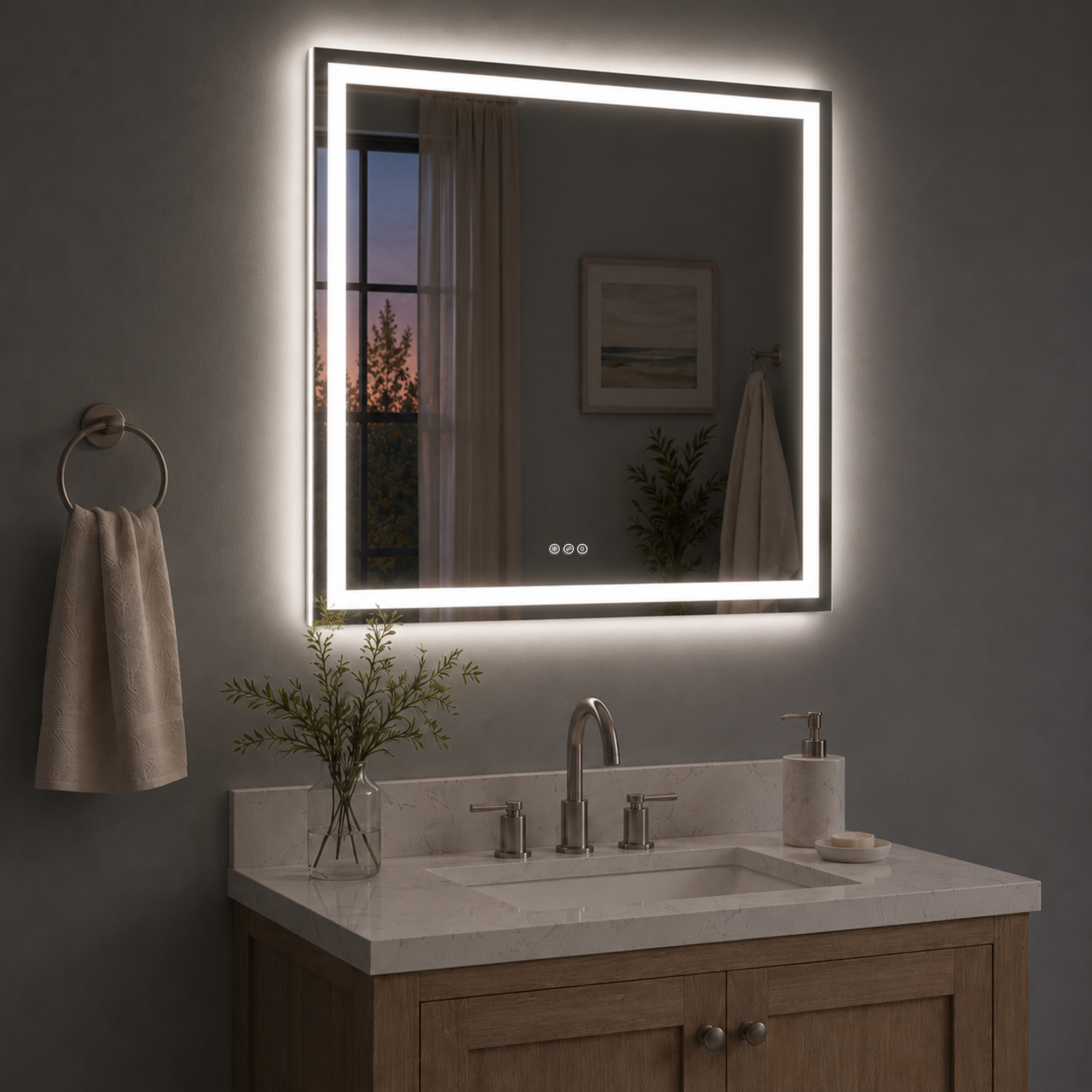 PL Series Rectangular Frameless LED Wall Bathroom Vanity Mirror