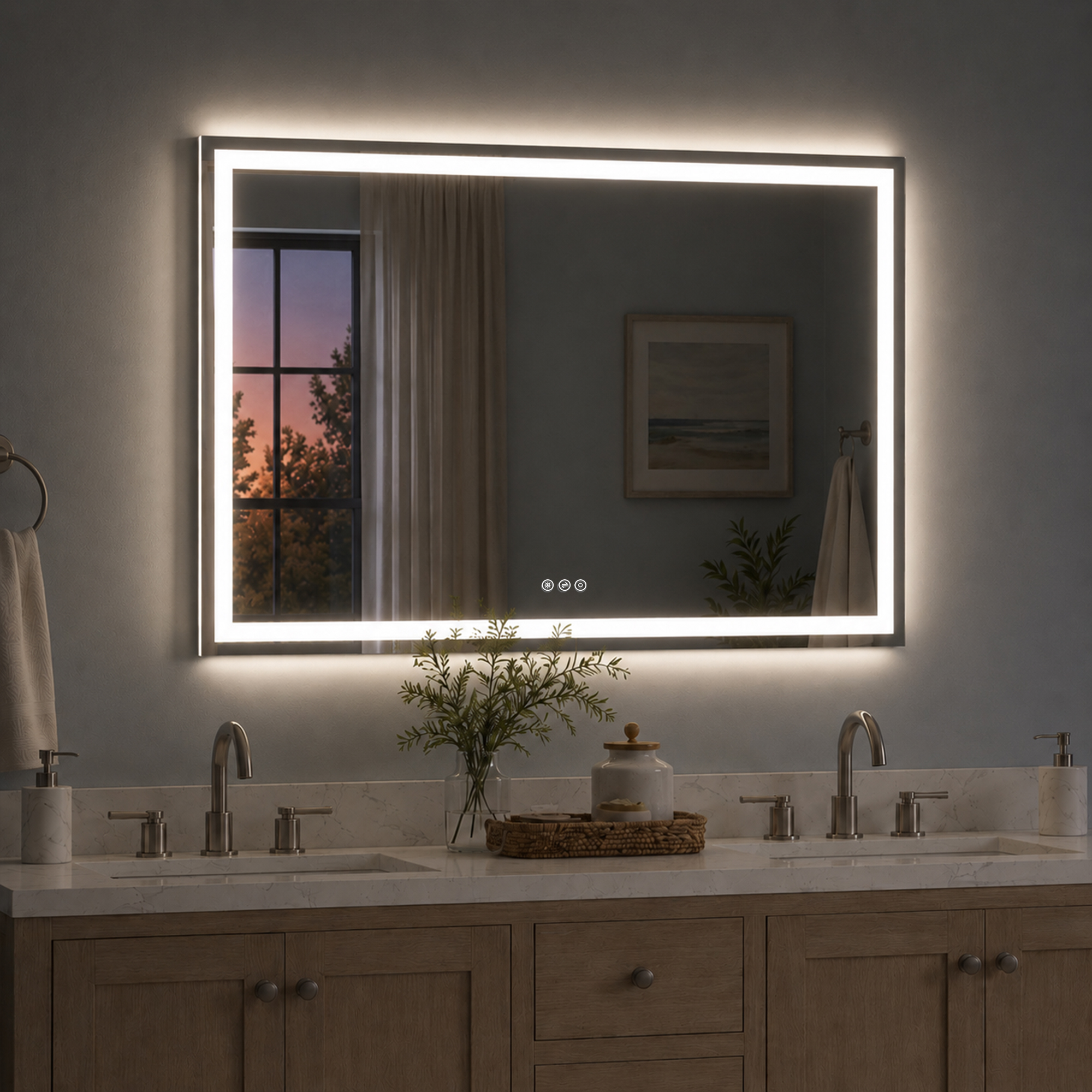 PL Series Rectangular Frameless LED Wall Bathroom Vanity Mirror