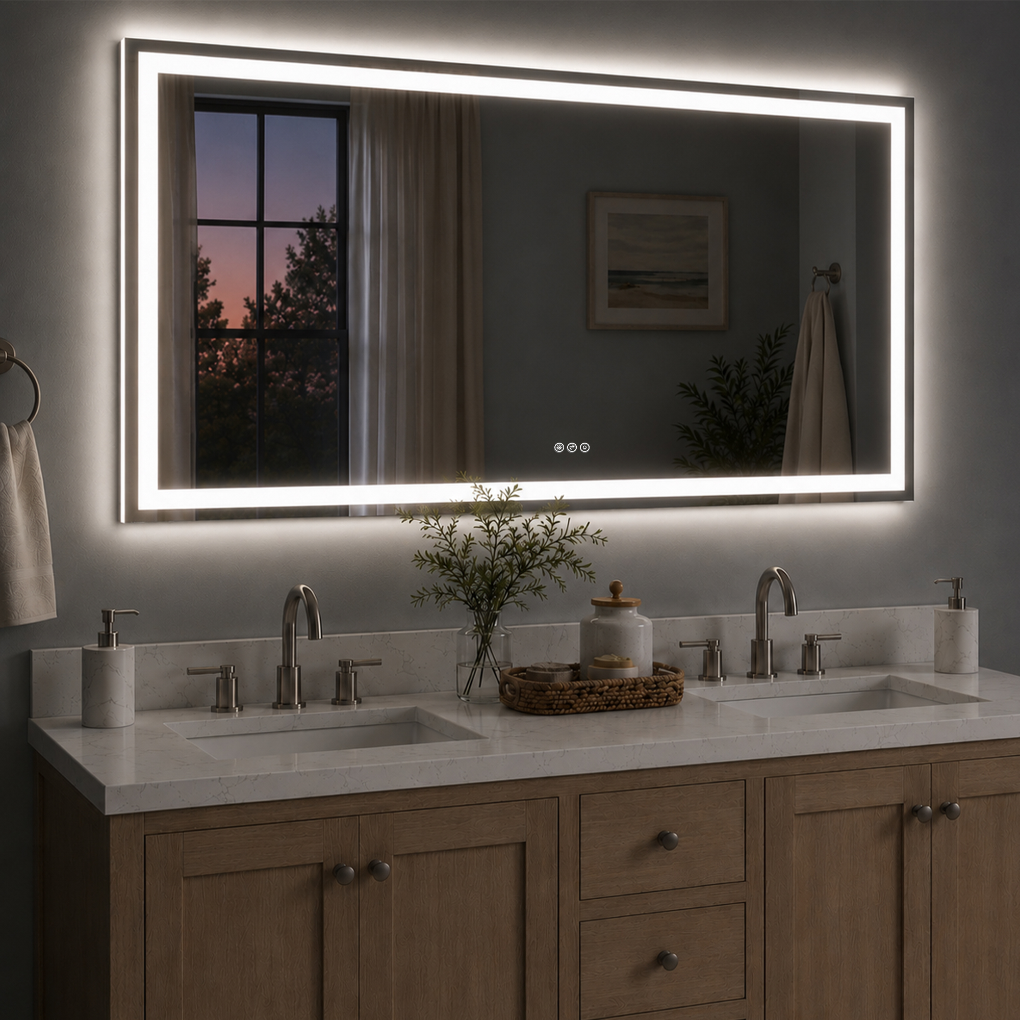 PL Series Rectangular Frameless LED Wall Bathroom Vanity Mirror