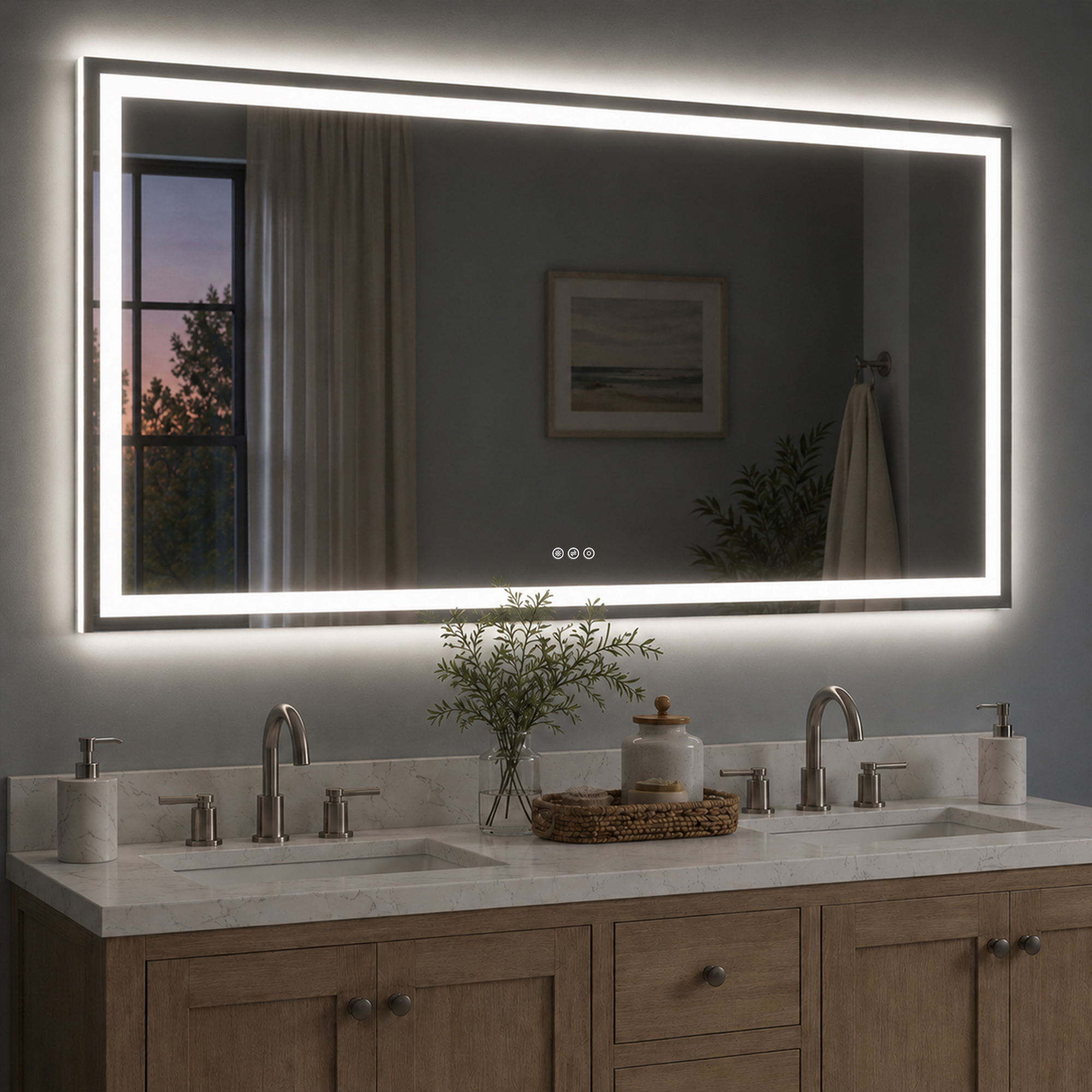 PL Series Rectangular Frameless LED Wall Bathroom Vanity Mirror