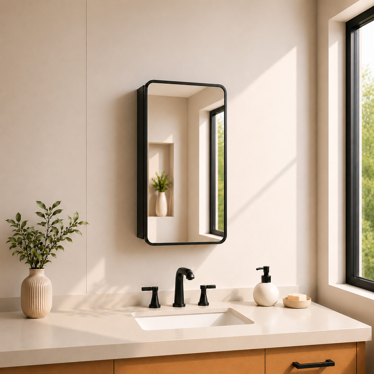 FMC Series Aluminum Framed Medicine Cabinet with Mirror