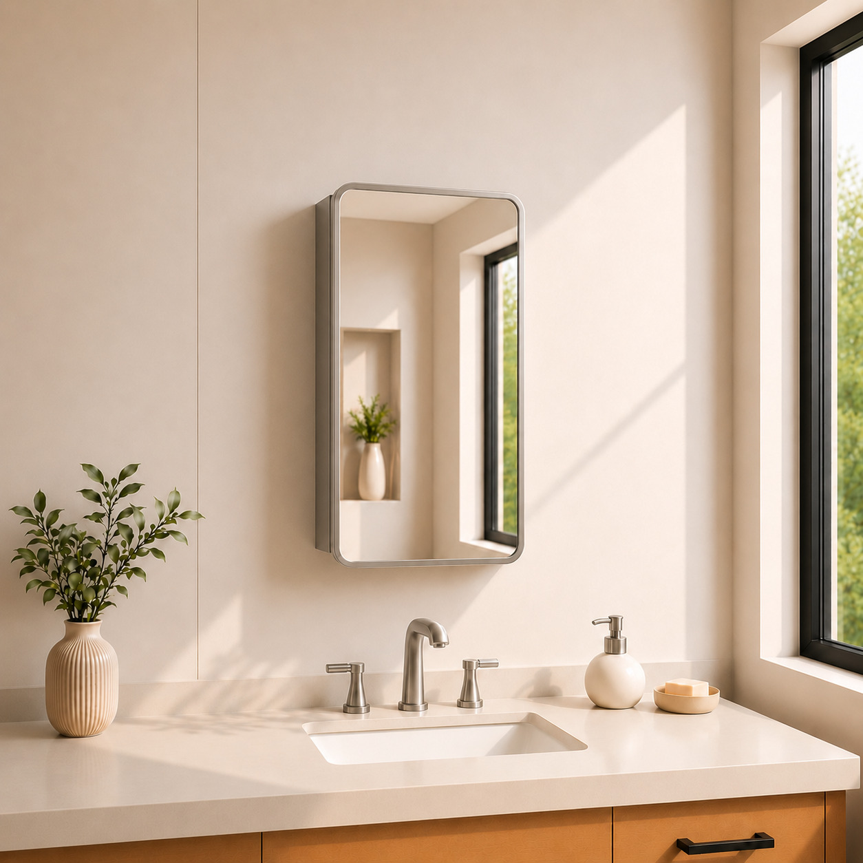 FMC Series Aluminum Framed Medicine Cabinet with Mirror