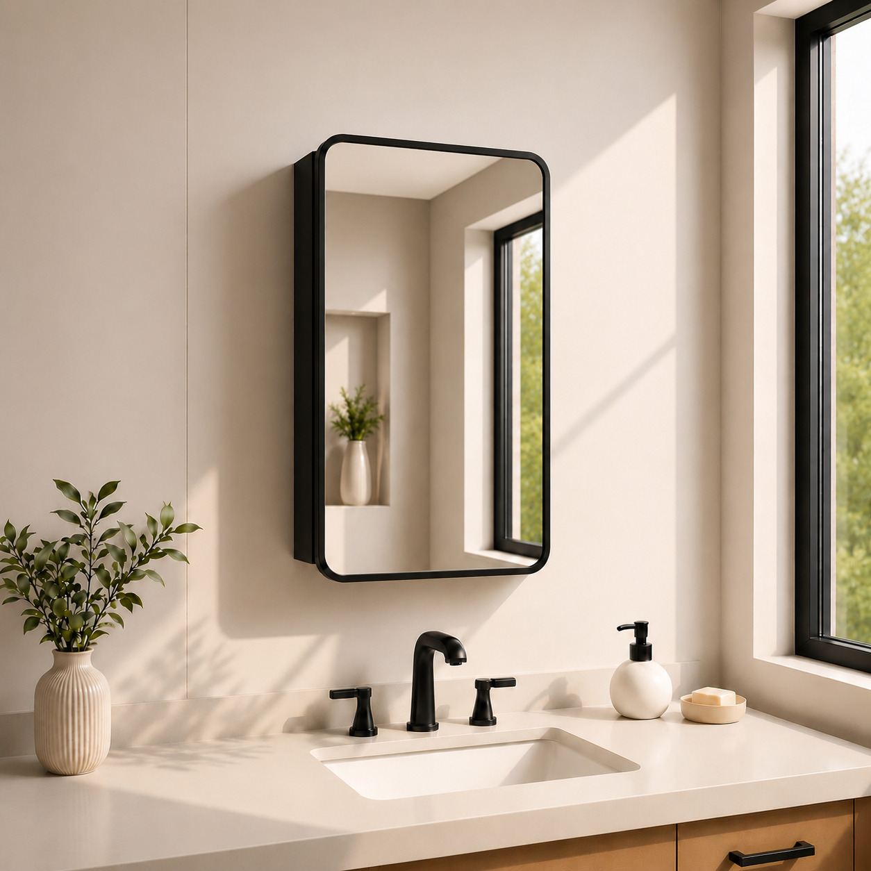 FMC Series Aluminum Framed Medicine Cabinet with Mirror