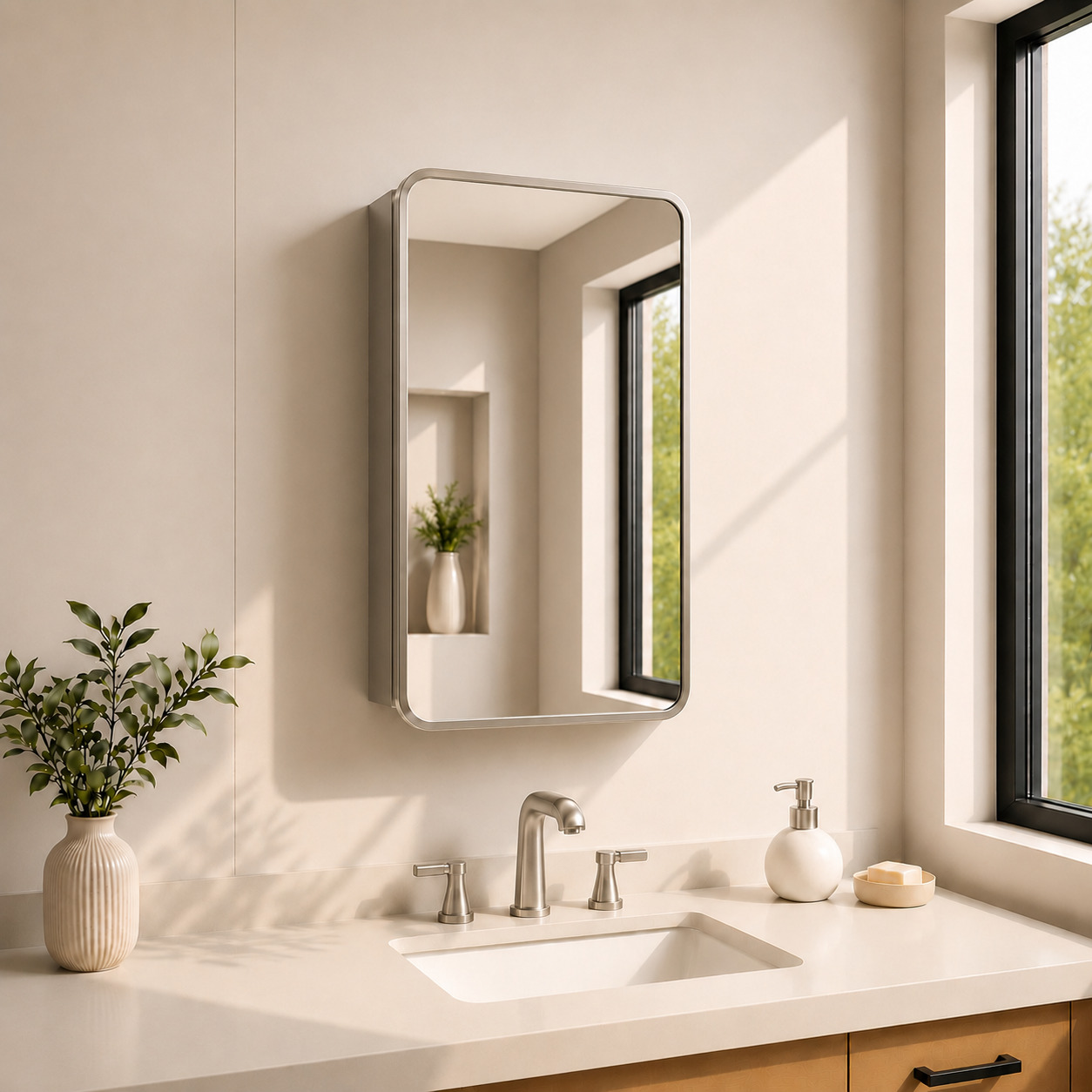 FMC Series Aluminum Framed Medicine Cabinet with Mirror