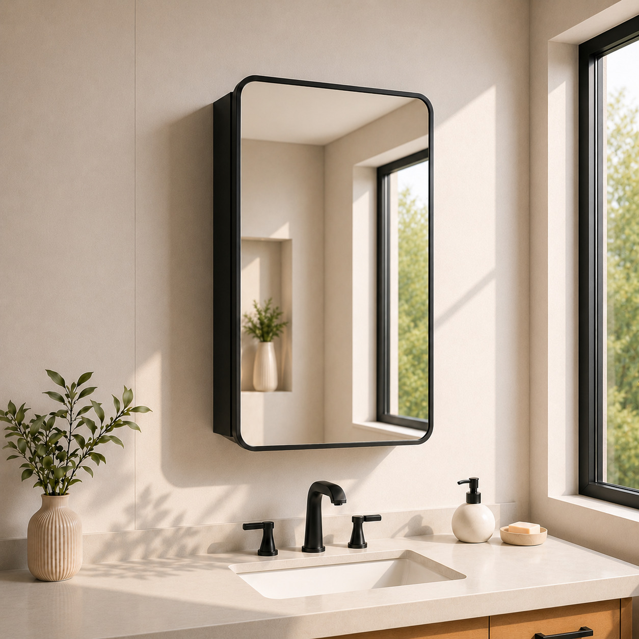 FMC Series Aluminum Framed Medicine Cabinet with Mirror
