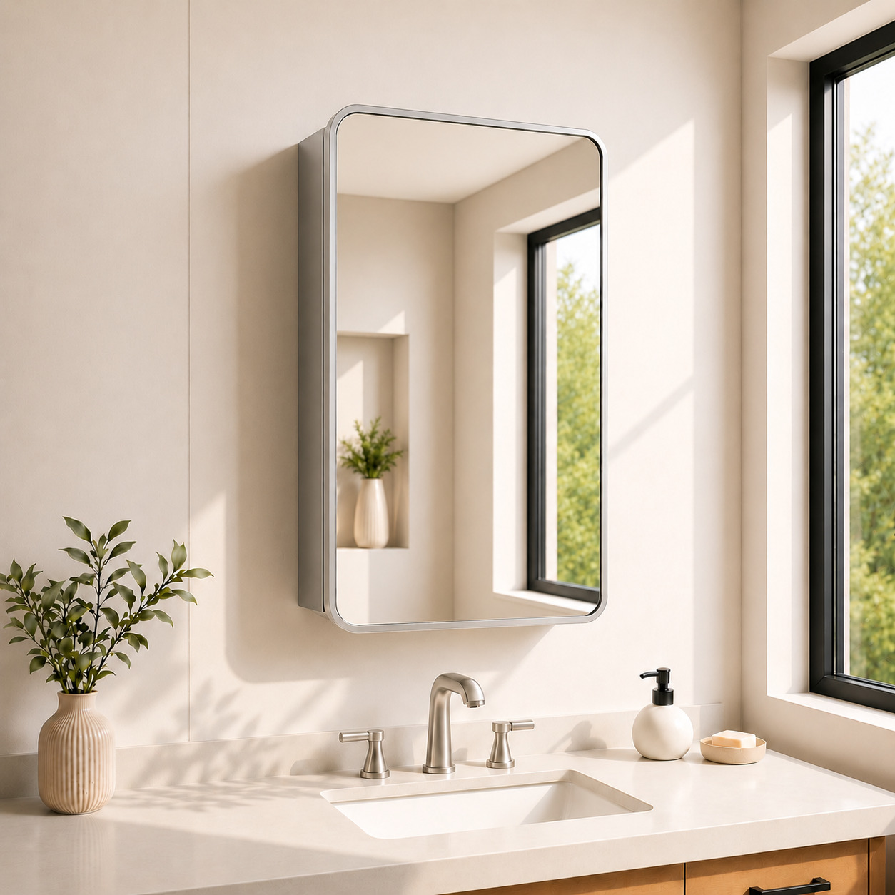 FMC Series Aluminum Framed Medicine Cabinet with Mirror