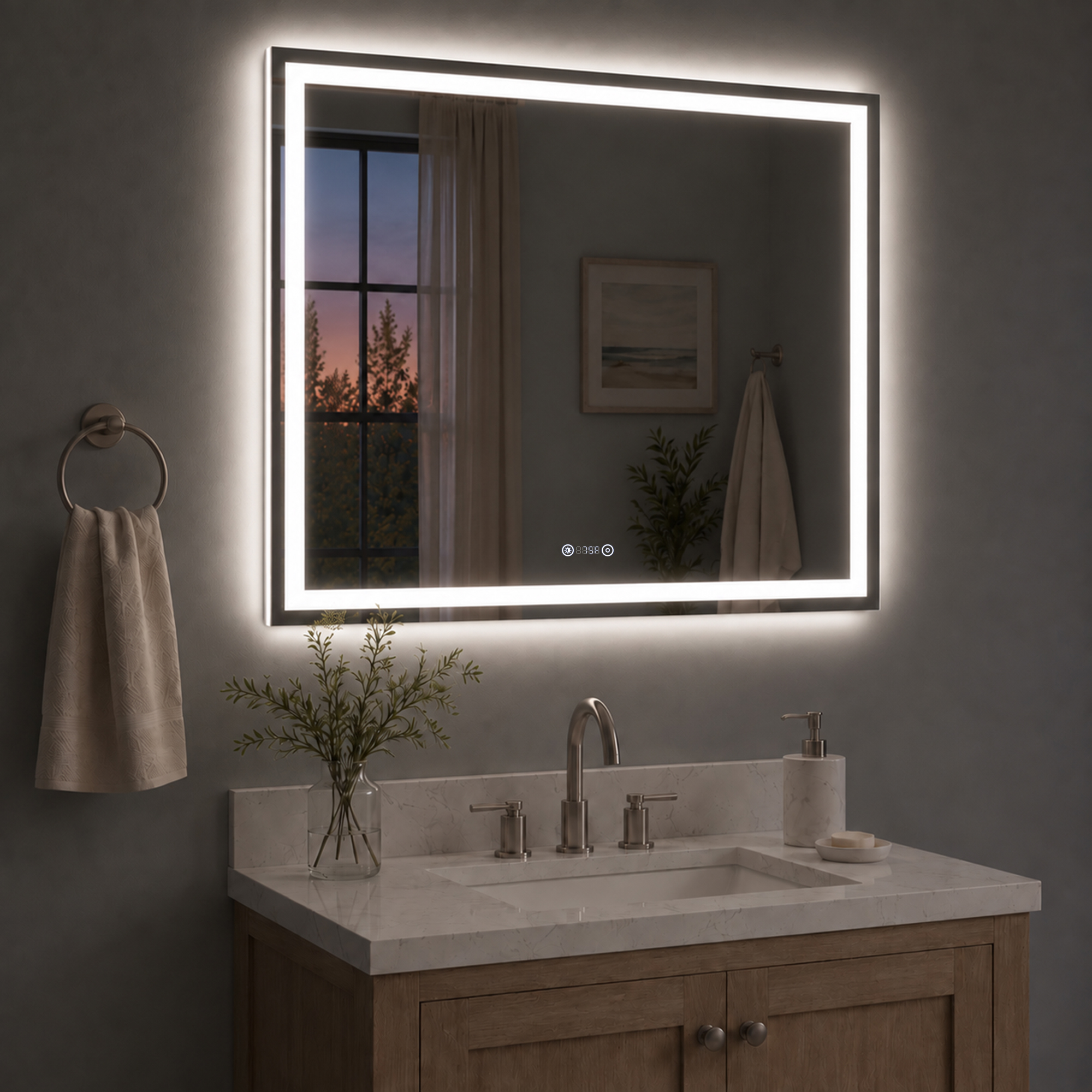 PL Series Rectangular Frameless LED Wall Bathroom Vanity Mirror